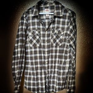 Boys Plaid Cotton Button Down Shirt - Size: 16/18
